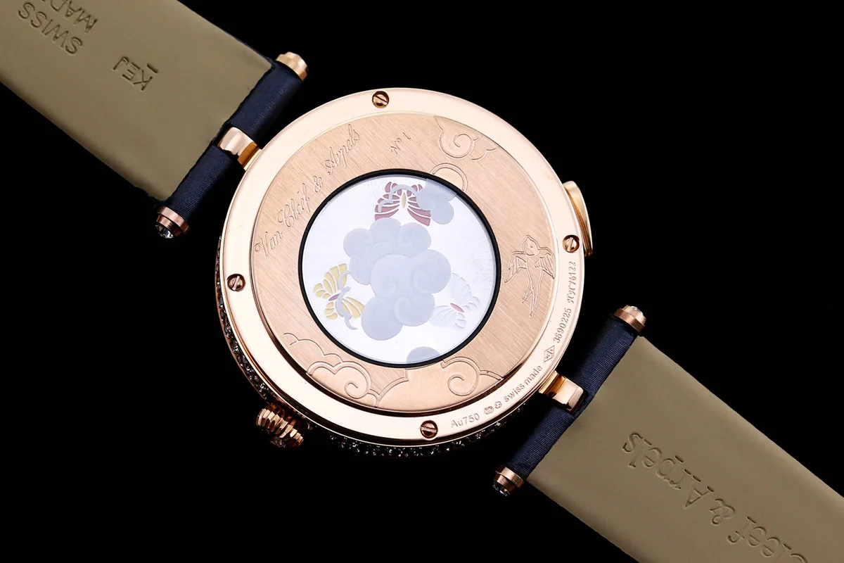 Lady Arpels Ronde des Papillons Watch in Rose Gold on Leather Strap