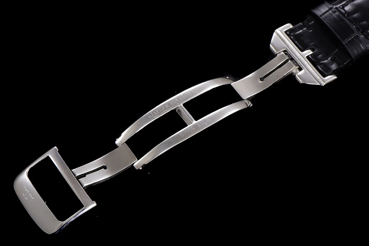 Master Calendar Silver Dial in Steel on Black Leather Strap