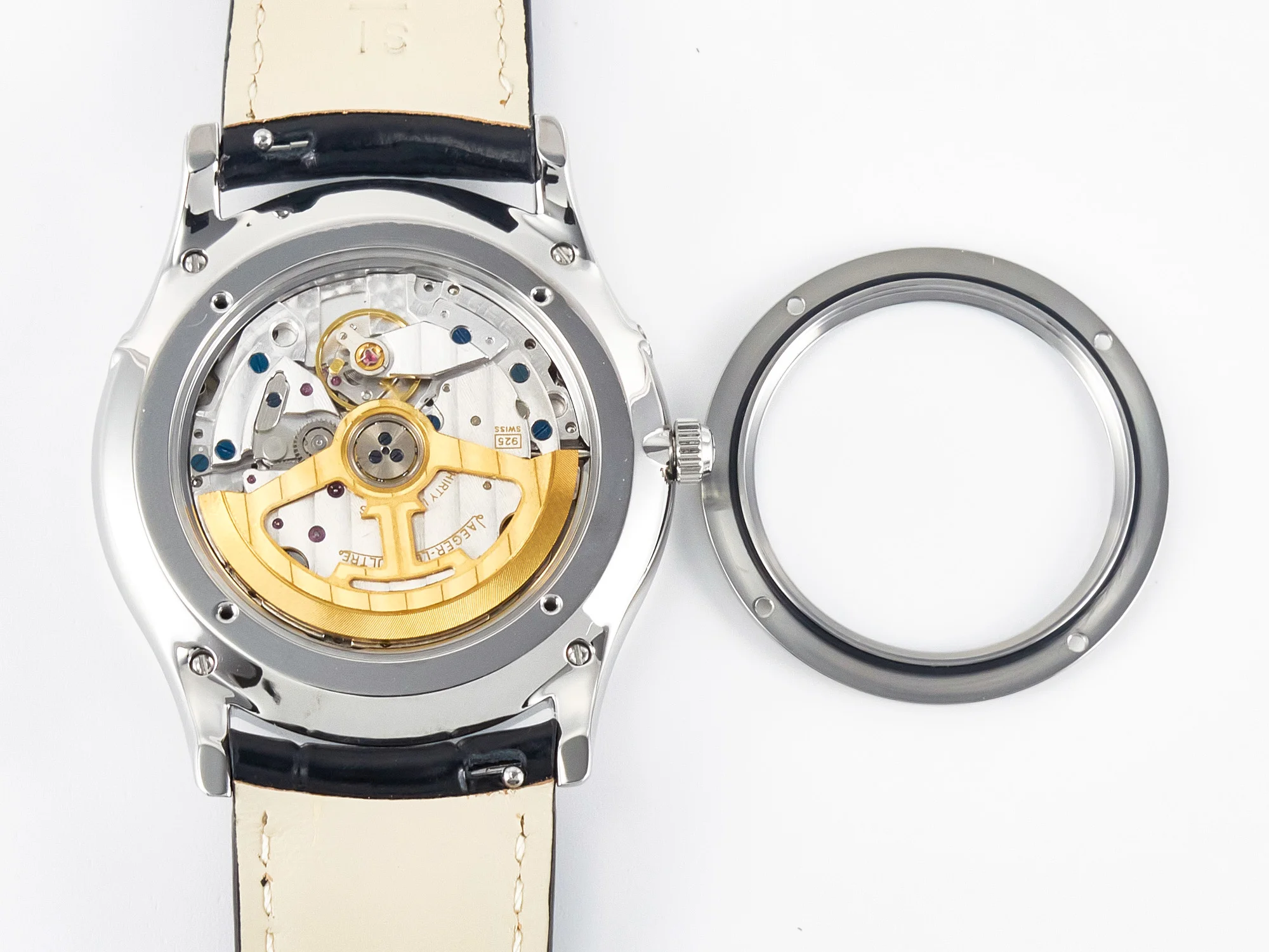 Master Ultra Thin Moon 1368420 SS Z+F 1:1 Best Edition Black Dial on Black Leather Strap SA925 Super Clone