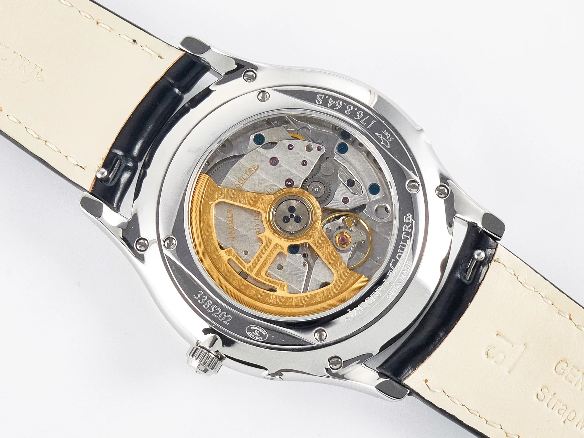 Master Ultra Thin Moon 1368420 SS Z+F 1:1 Best Edition Black Dial on Black Leather Strap SA925 Super Clone