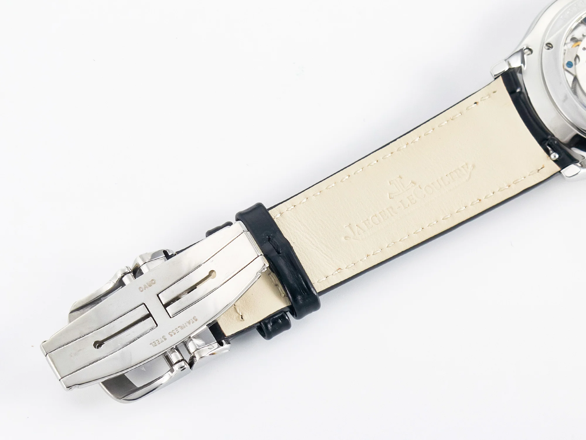 Master Ultra Thin Moon 1368420 SS Z+F 1:1 Best Edition Black Dial on Black Leather Strap SA925 Super Clone