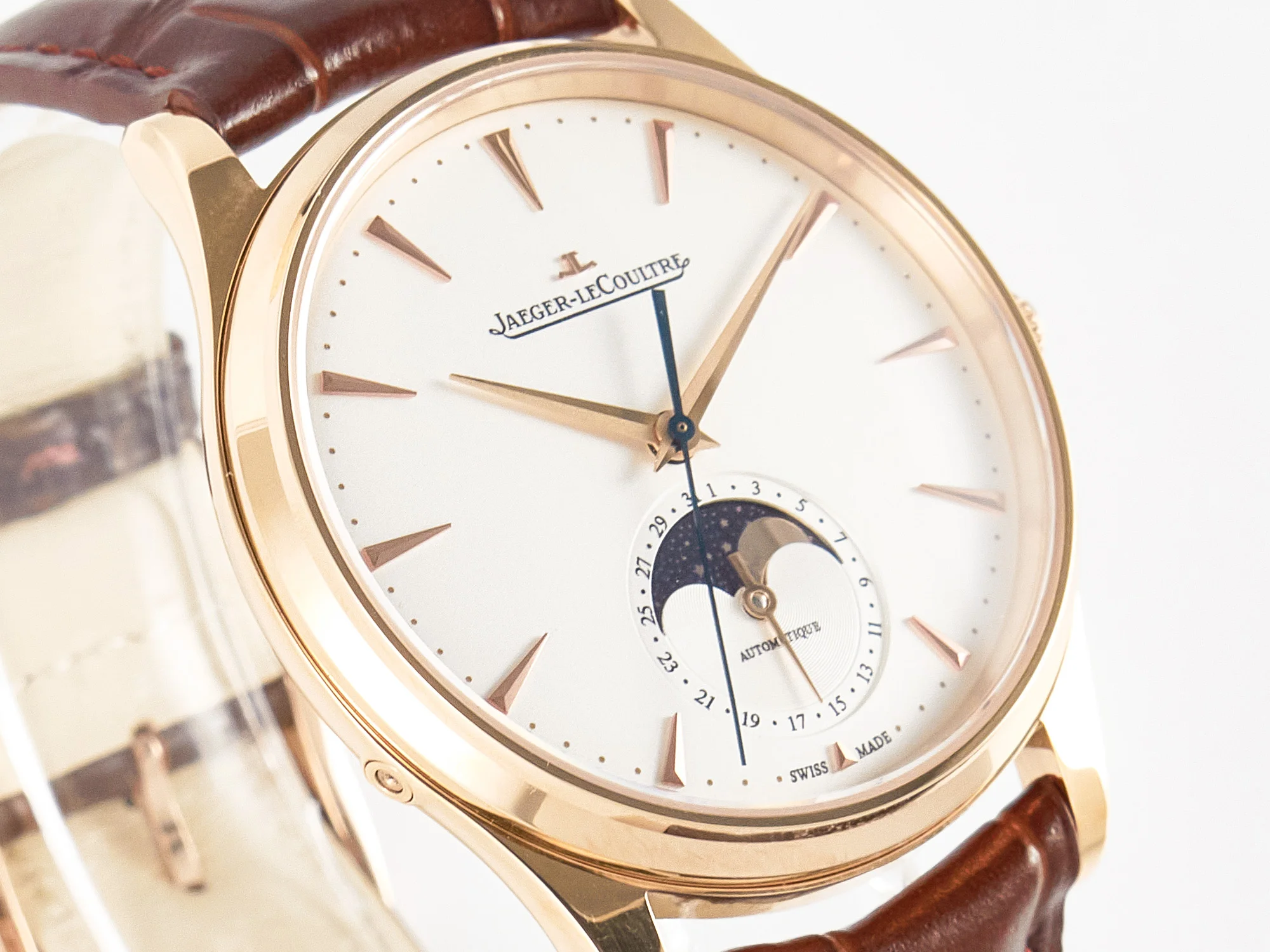 Master Ultra Thin Moon RG Z+F 1:1 Best Edition White Dial on Brown Leather Strap A925