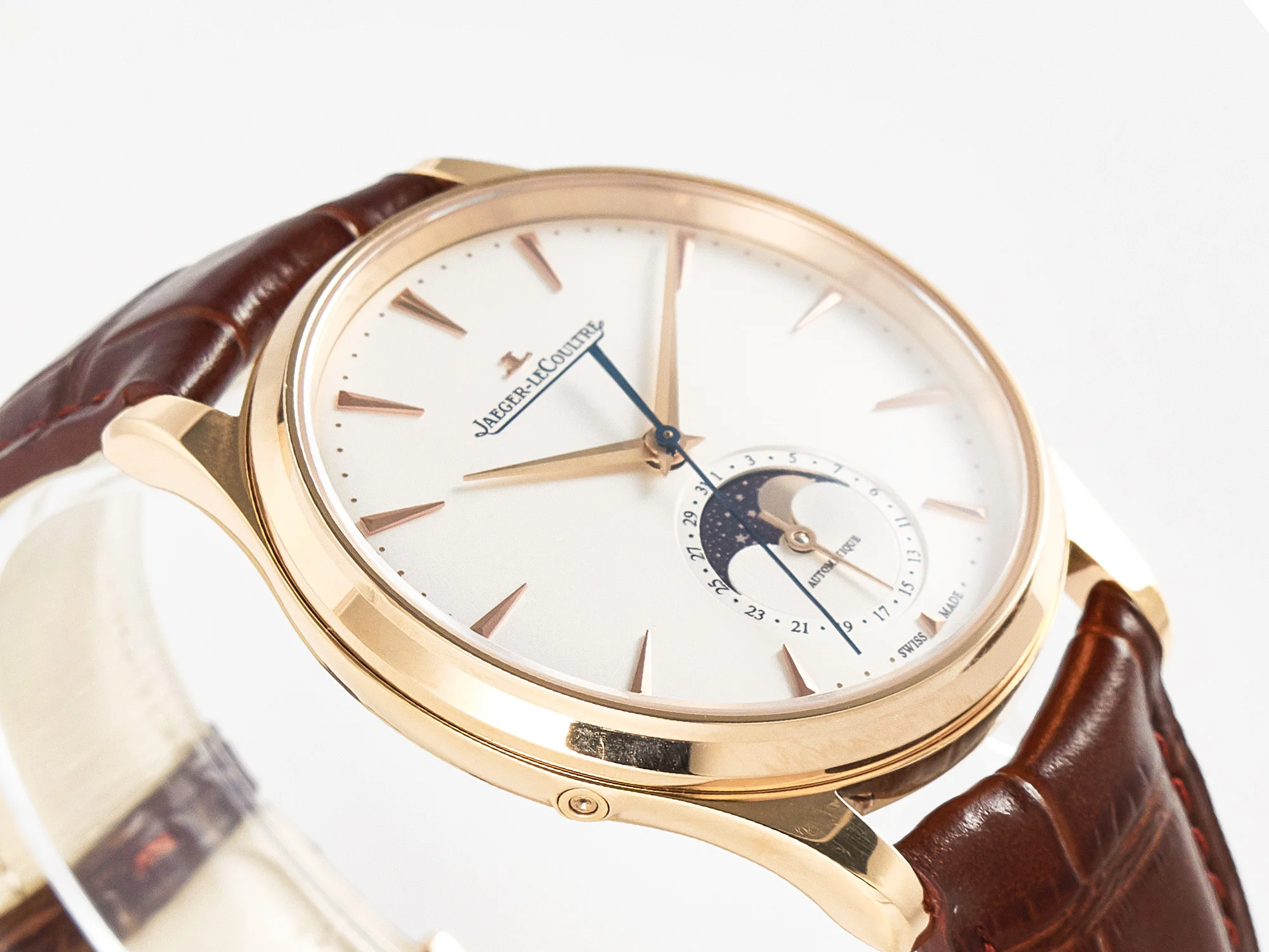 Master Ultra Thin Moon RG Z+F 1:1 Best Edition White Dial on Brown Leather Strap A925