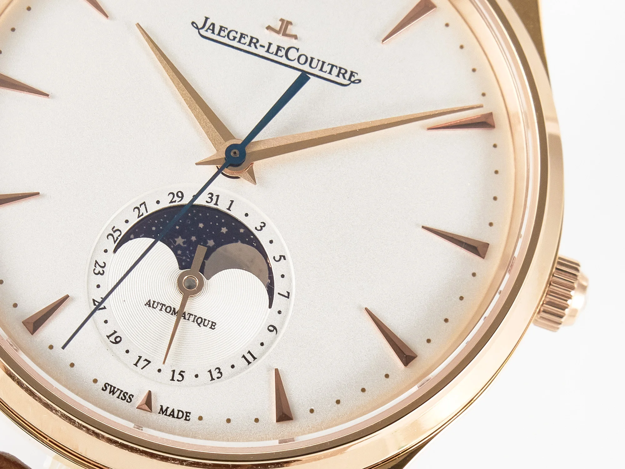 Master Ultra Thin Moon RG Z+F 1:1 Best Edition White Dial on Brown Leather Strap A925