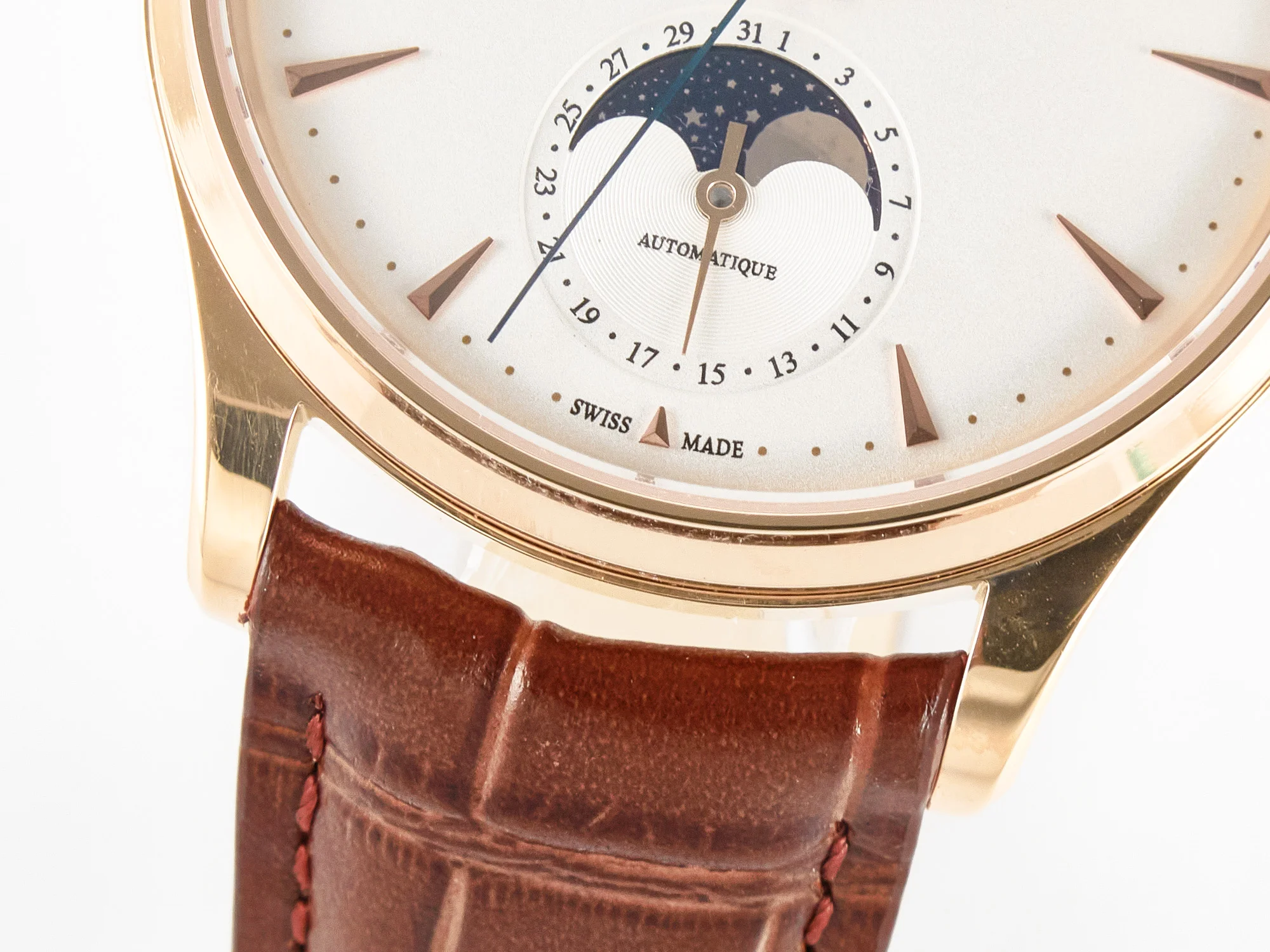 Master Ultra Thin Moon RG Z+F 1:1 Best Edition White Dial on Brown Leather Strap A925