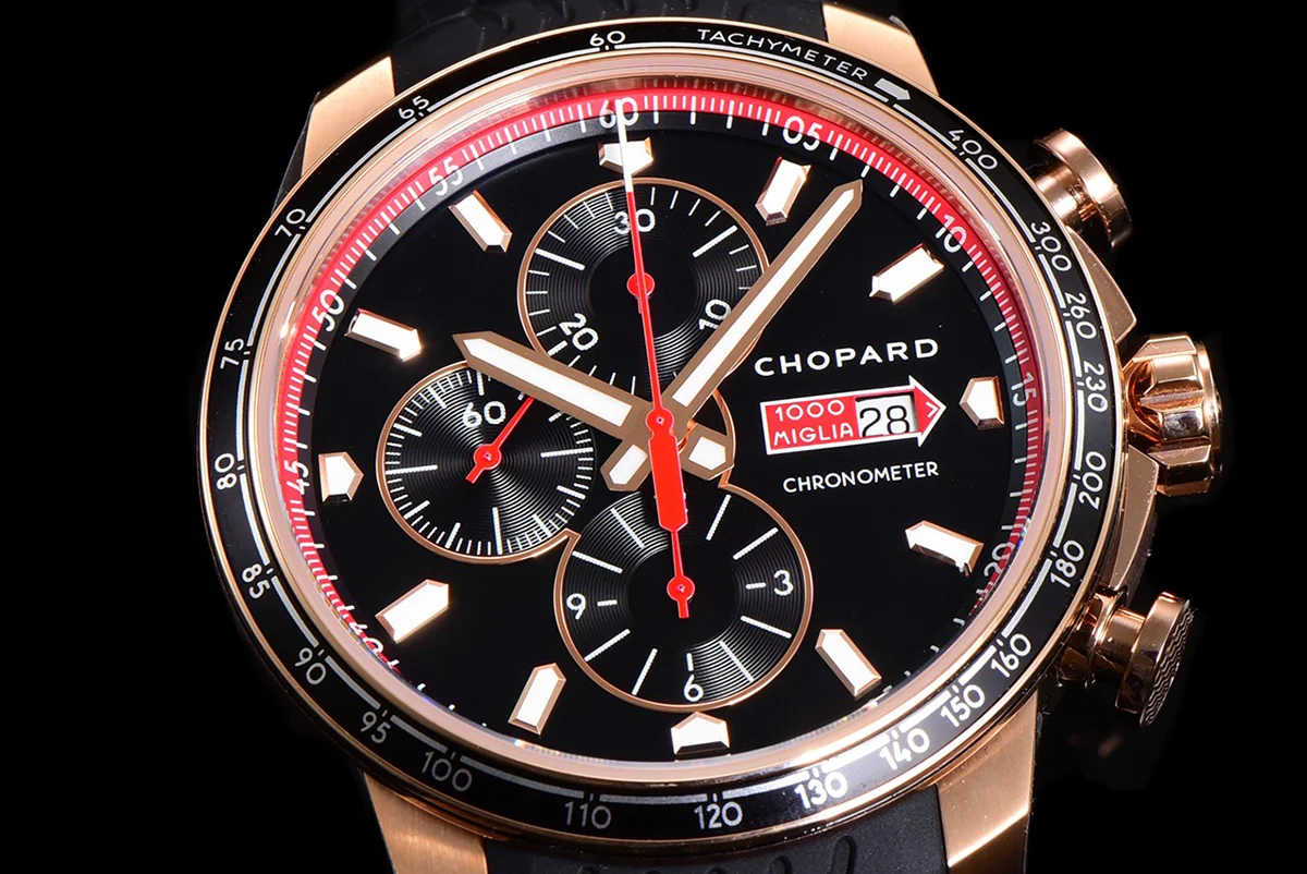 Mille Miglia GTS Chrono Black Dial in Rose Gold