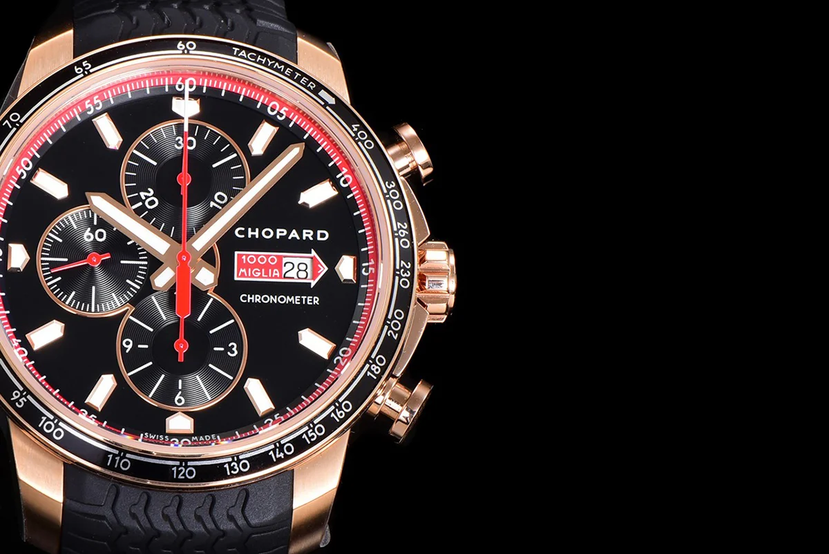 Mille Miglia GTS Chrono Black Dial in Rose Gold