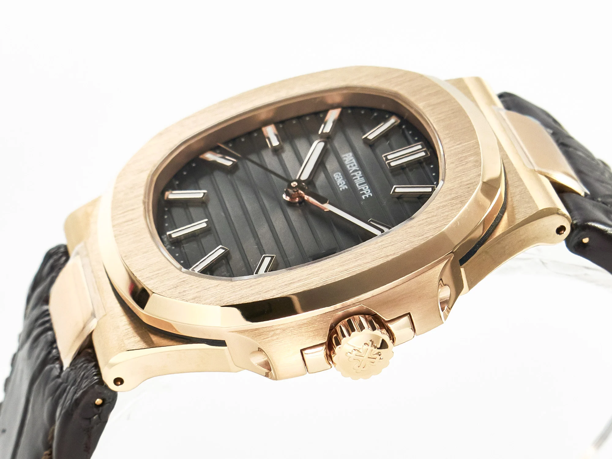 Nautilus 5711/1R RG 3KF 1:1 Best Edition Brown Textured Dial on Brown Leather Strap A324 Super Clone V2