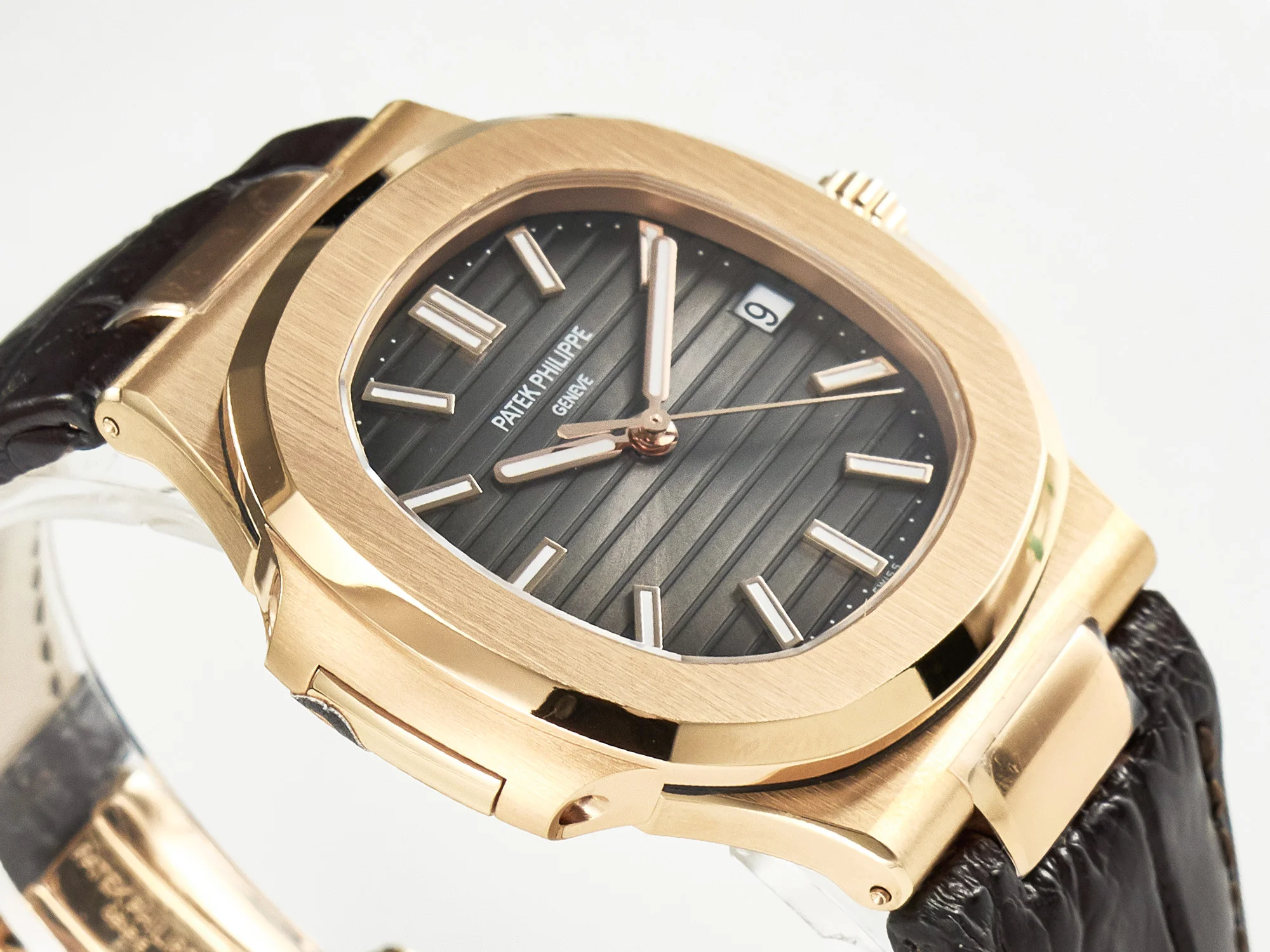 Nautilus 5711/1R RG 3KF 1:1 Best Edition Brown Textured Dial on Brown Leather Strap A324 Super Clone V2