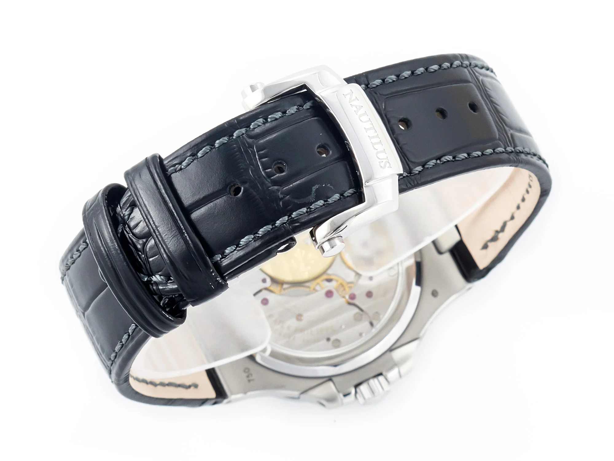 Nautilus 5712 SS PPF 1:1 Best Edition Blue Dial on Black Leather Strap A240 Super Clone V2