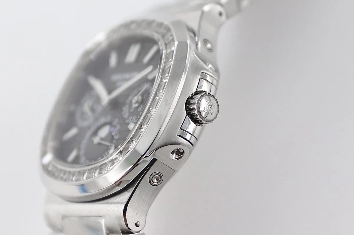 Nautilus 5740 Grey Dial with Diamond Bezel in Steel
