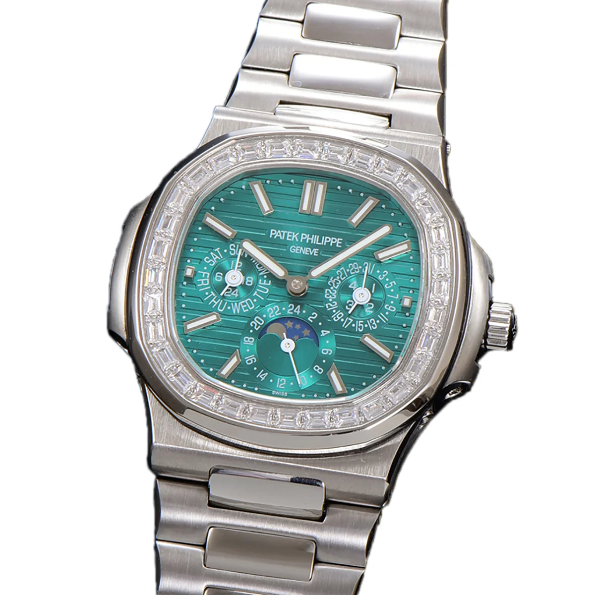 Nautilus 5740 Turquoise Dial with Diamond Bezel in Steel