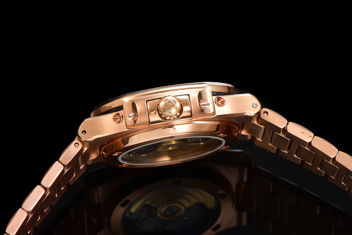 Nautilus 5740 White Dial with Diamond Bezel in Rose Gold