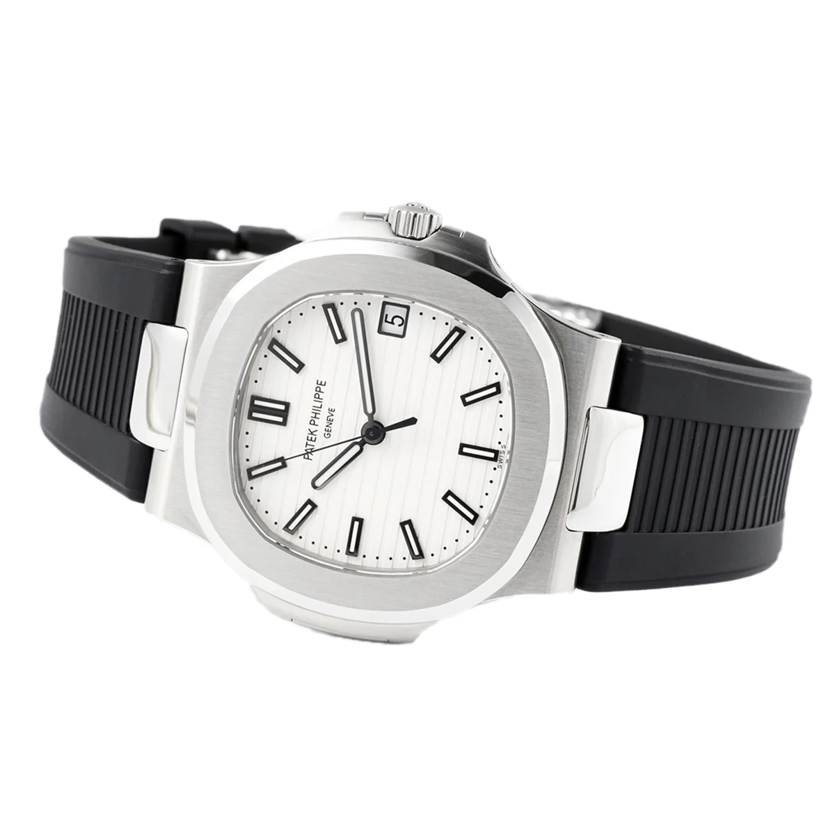 Nautilus Jumbo 5711/1A White Dial on Rubber Strap