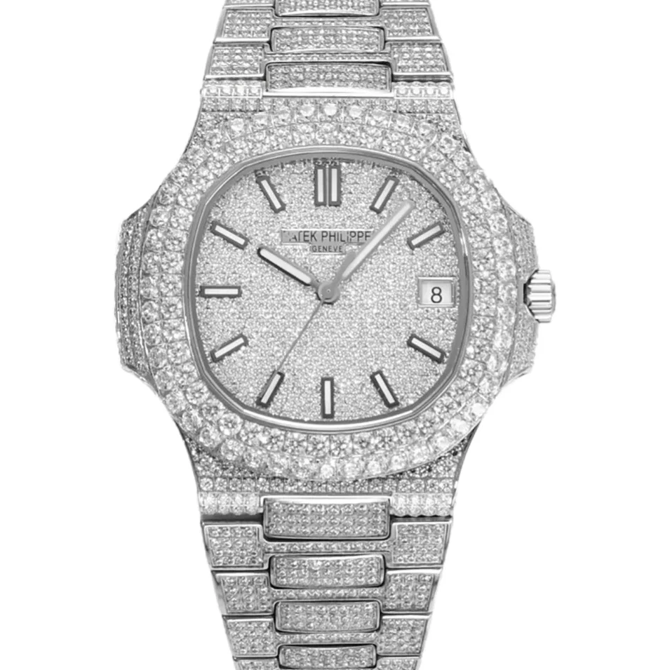 Nautilus Jumbo 5711 Diamond Dial with Diamond Bezel with Paved Diamonds in White Gold