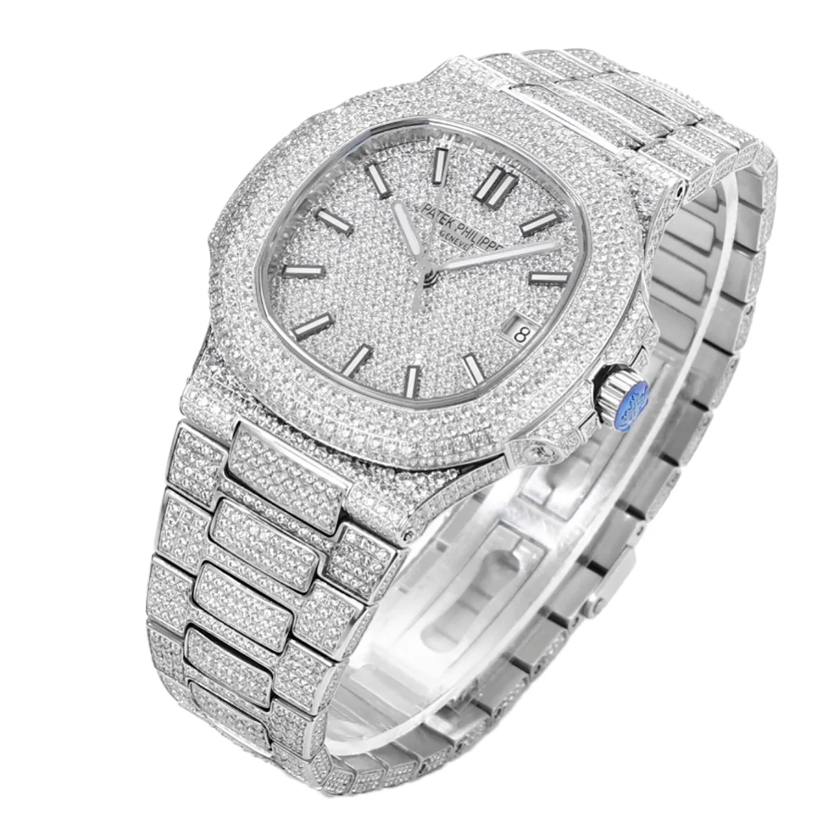 Nautilus Jumbo 5711 Diamond Dial with Diamond Bezel with Paved Diamonds in White Gold