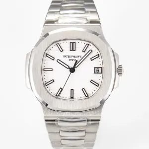 Nautilus Jumbo 5711 JJF 1:1 Best Edition White Textured Dial On SS Bracelet A324 V3