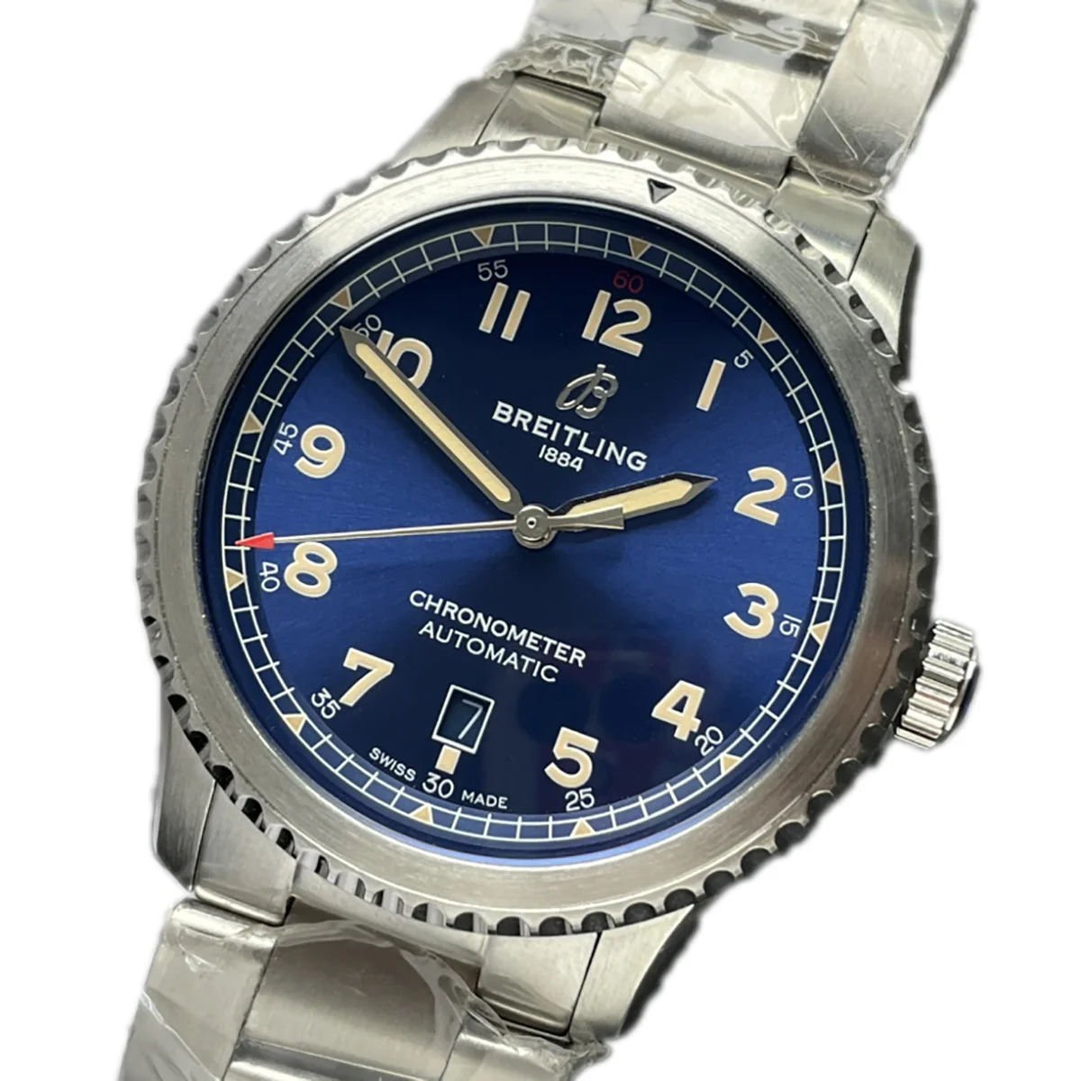 Navitimer Aviator 8 Automatic 41 Blue Dial in Steel on Bracelet