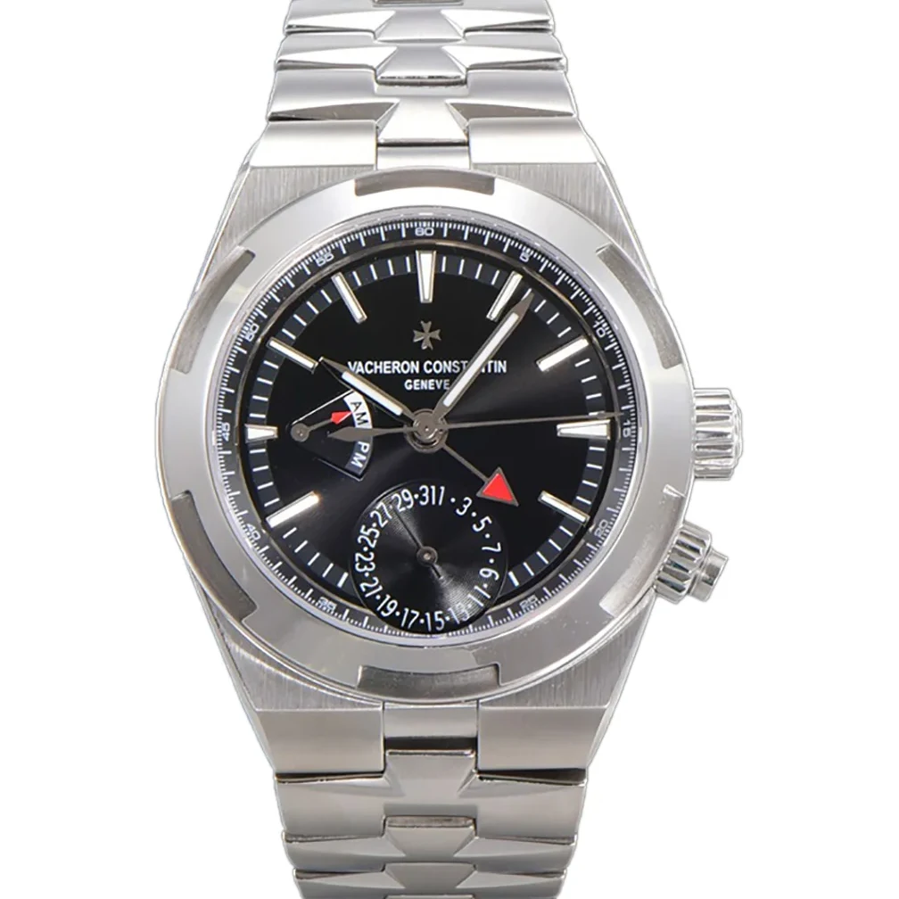 Overseas Dual Time Black Dial in Steel Ref. 7900V/110A-B546