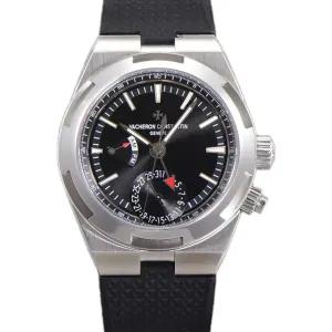 Overseas Dual Time Black Dial in Steel Ref. 7900V/110A-B546 on Rubber Strap