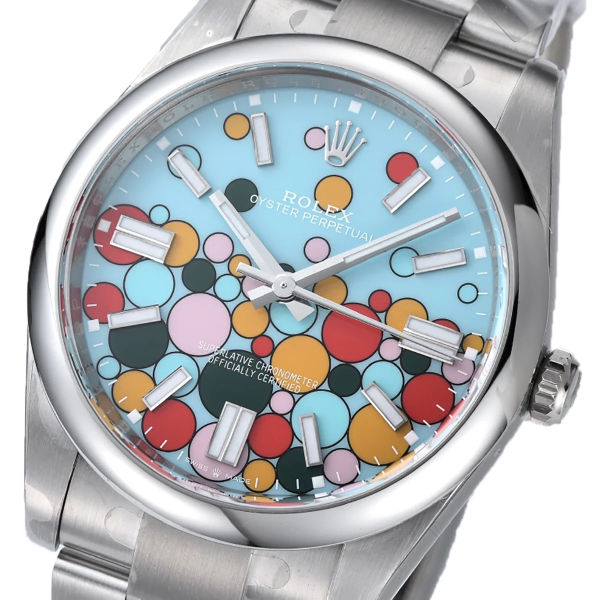 Oyster Perpetual 41mm Turquoise Blue Dial Celebration Motif 124300