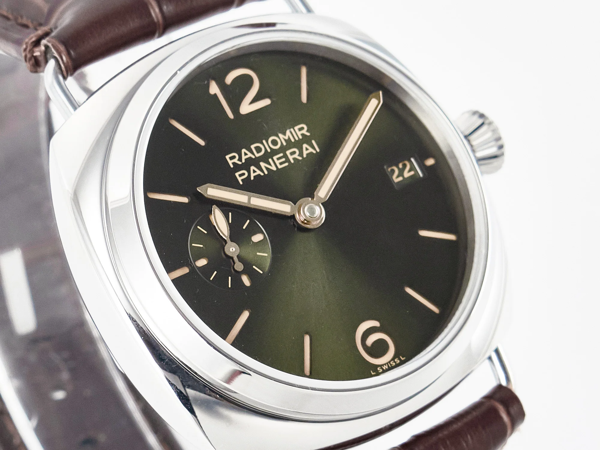 PAM1386 Radiomir 40mm TTF 1:1 Best Edition Green Dial on Brown Leather Strap P900