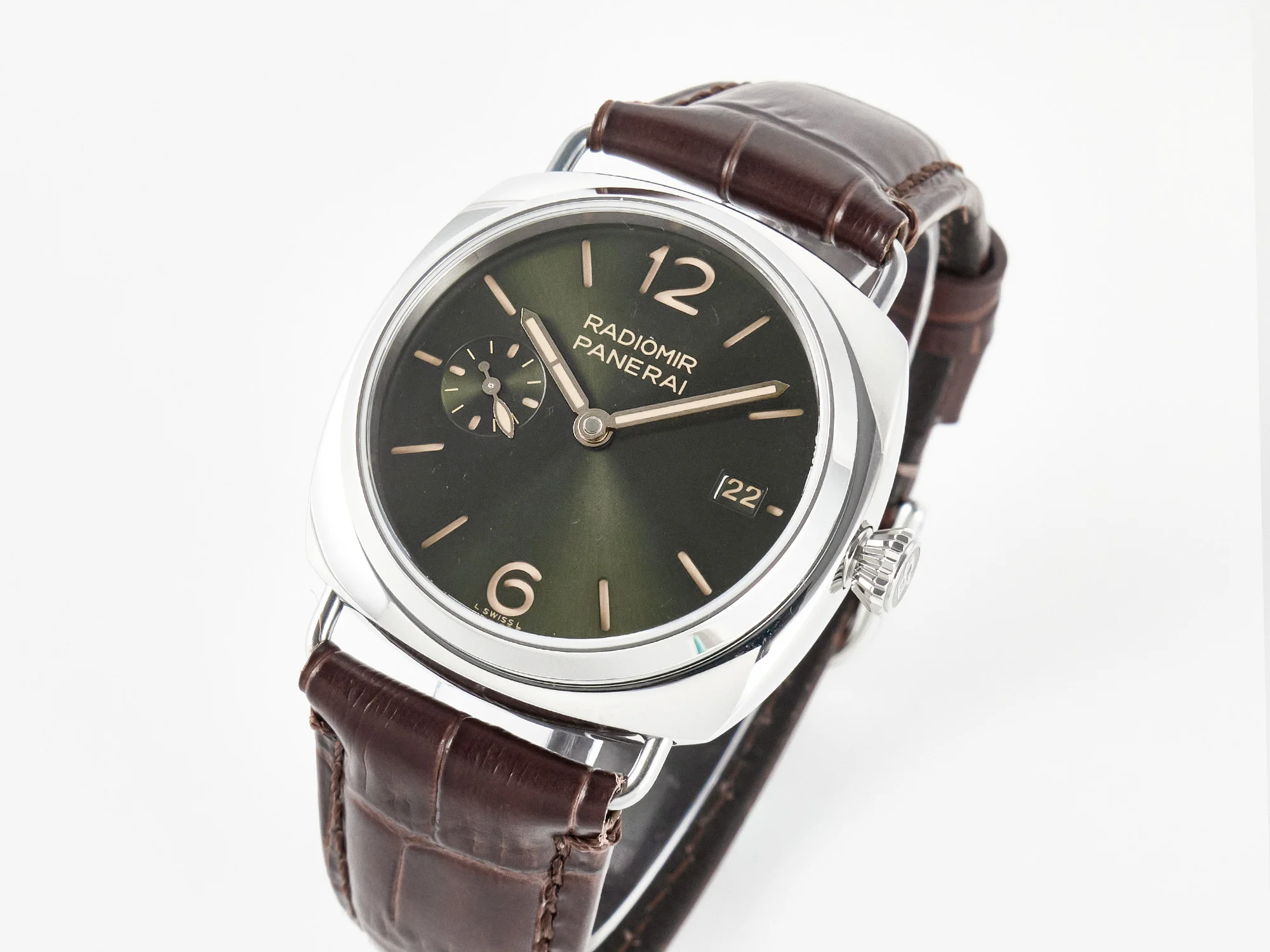 PAM1386 Radiomir 40mm TTF 1:1 Best Edition Green Dial on Brown Leather Strap P900