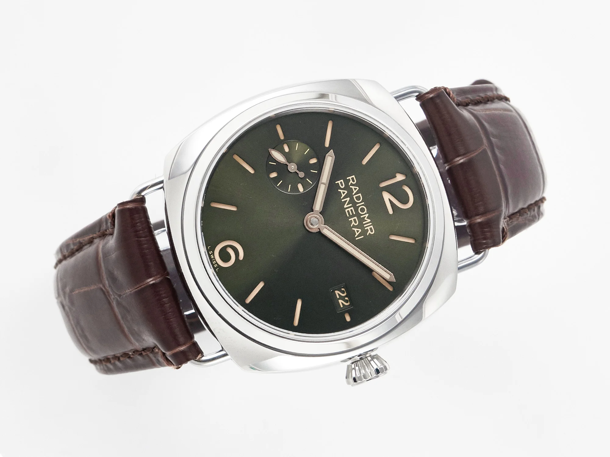 PAM1386 Radiomir 40mm TTF 1:1 Best Edition Green Dial on Brown Leather Strap P900