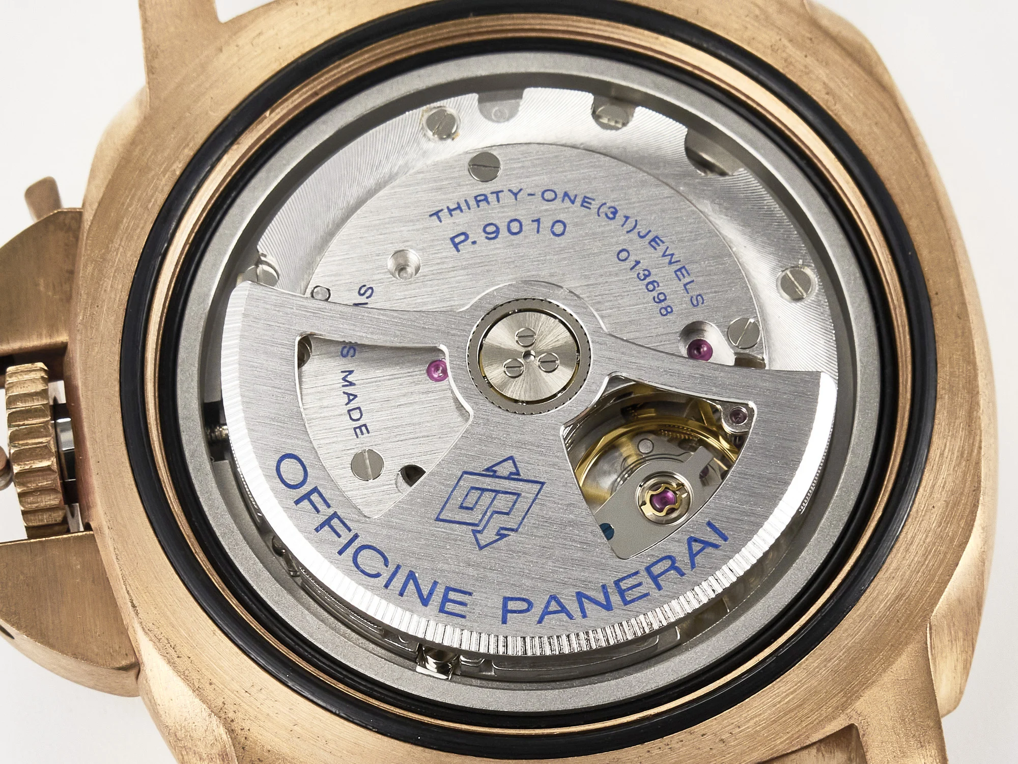 PAM968 V Bronzo VSF 1:1 Best Edition Brown Ceramic Bezel and Dial on Brown Calfskin Strap P.9010 Clone