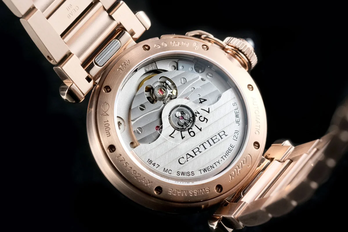 Pasha de Cartier White Dial 35mm With Diamond Bezel in Rose Gold