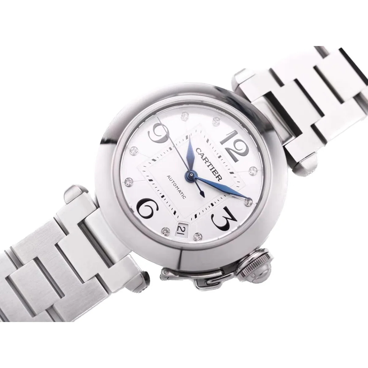 Pasha de Cartier White Dial with Diamond Markers 35mm in Bracelet