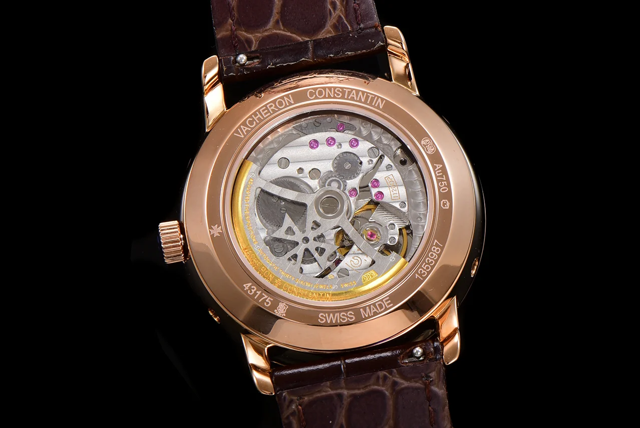 Patrimony Perpetual Calendar Ultra-Thin Black Dial in Pink Gold with Diamond Bezel