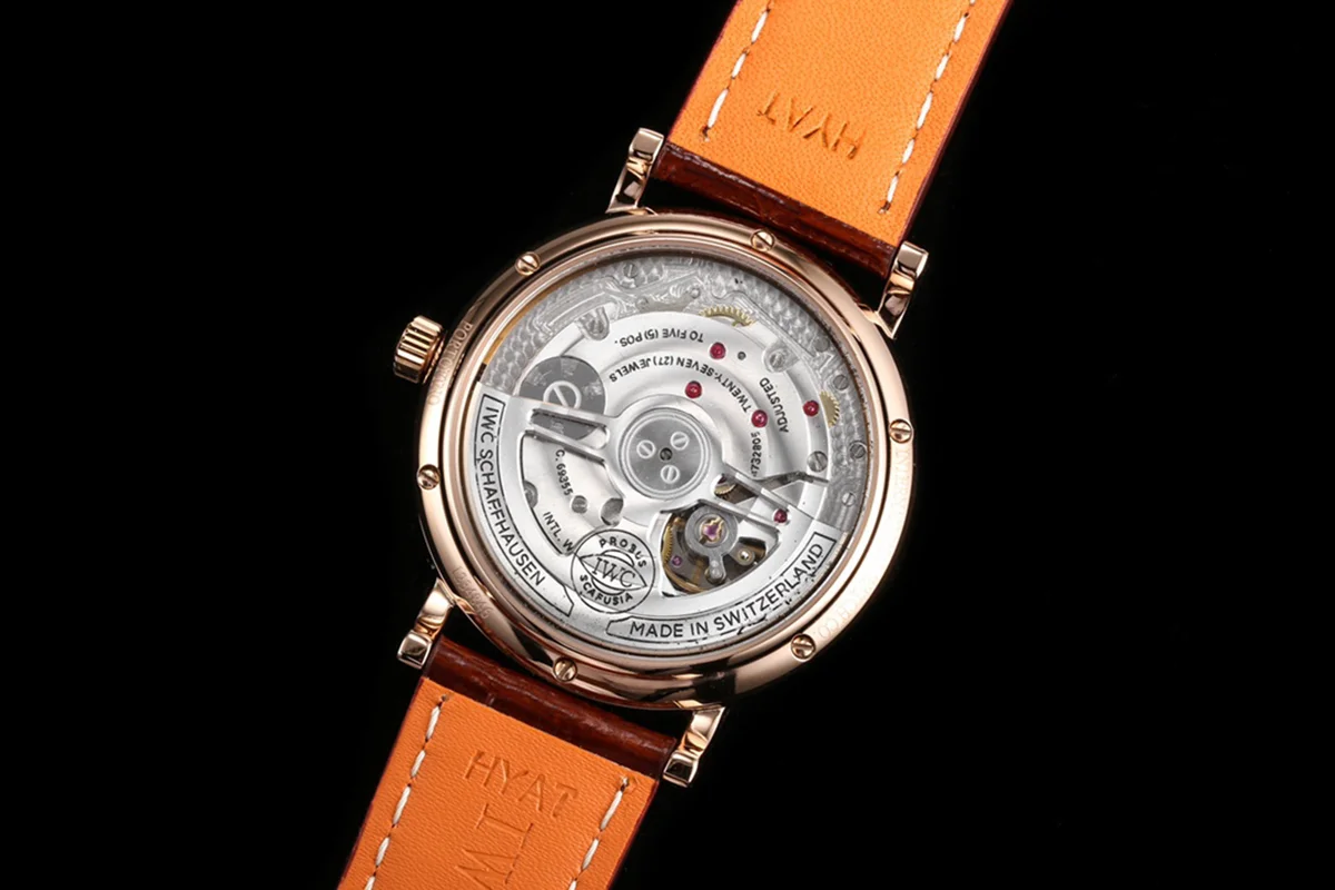 Portofino Hand Wound Moon Phrase IW516407 Blue Dial in Rose Gold