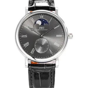 Portofino Hand Wound Moon Phrase IW5548 Grey Dial in Steel
