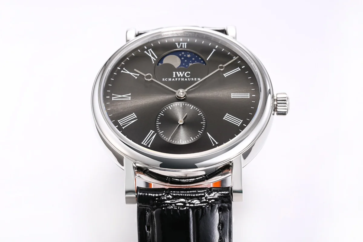 Portofino Hand Wound Moon Phrase IW5548 Grey Dial in Steel