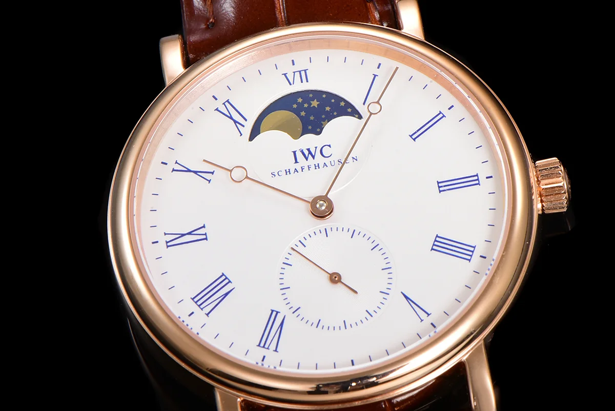 Portofino Hand Wound Moon Phrase IW5548 White Dial in Rose Gold