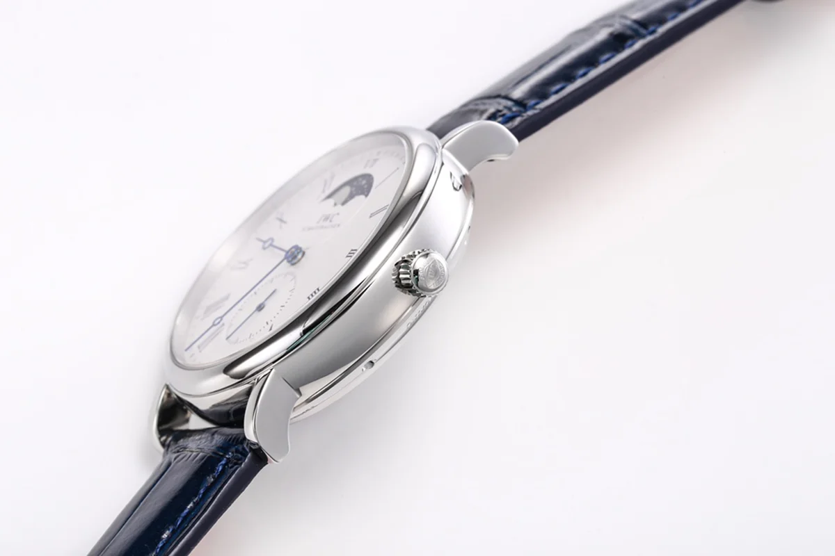 Portofino Hand Wound Moon Phrase IW5548 White Dial in Steel
