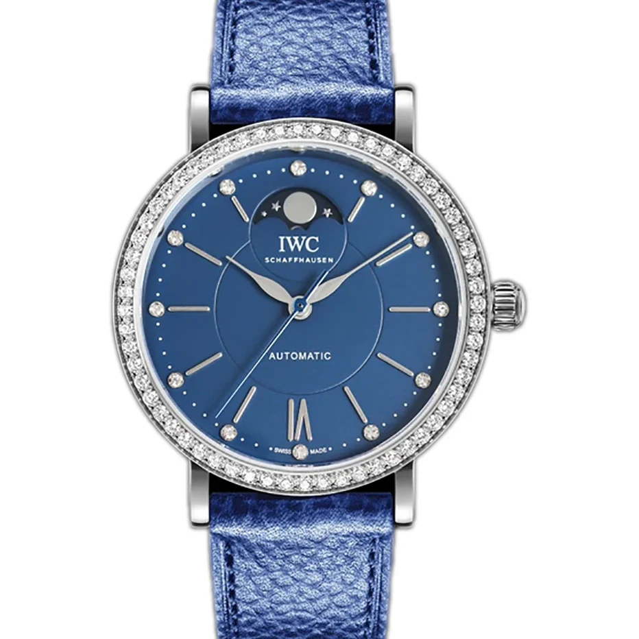 Portofino IW6596 Automatic Moon Phase 37 Blue Dial on Blue Leather Strap