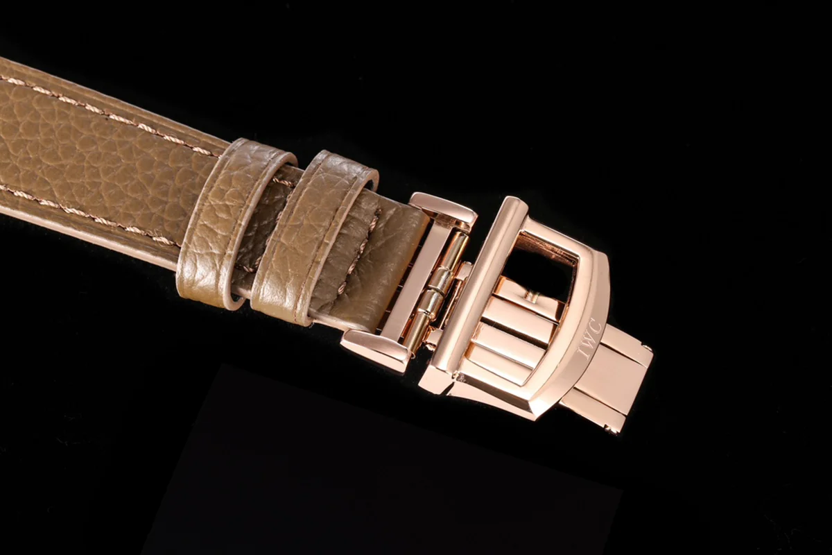 Portofino IW6596 Automatic Moon Phase 37 White Dial in Rose Gold on Brown Leather Strap