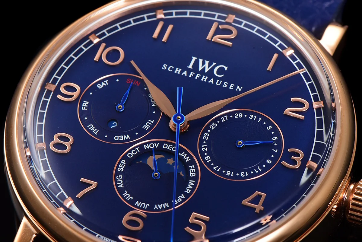 Portofino Perpetual Calendar IW3446 Blue Dial in Rose Gold