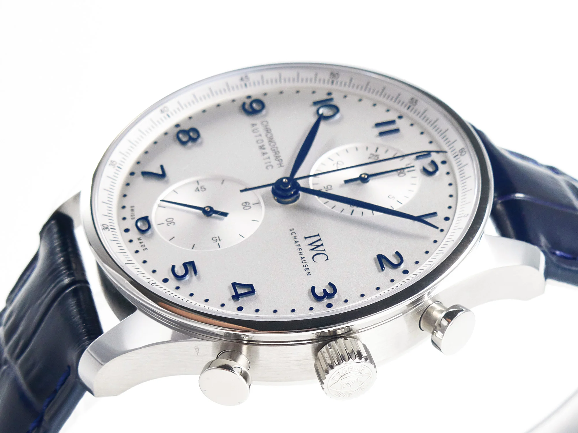 Portuguese Chrono IW371605 ZF 1:1 Best Edition White Dial on Blue Leather Strap A69355