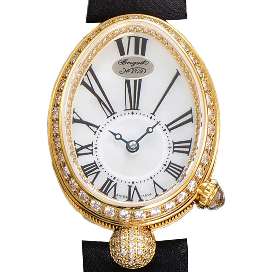 Reine de Naples in Yellow Gold 8928BA Black Leather Strap