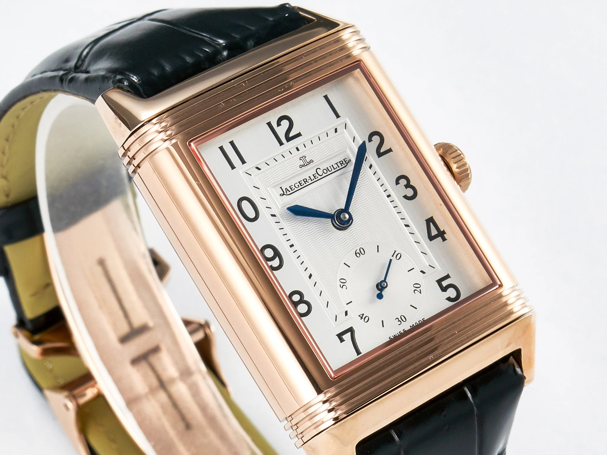 Reverso Classic Duoface Small Seconds RG MGF Best Edition White Textured Dial on Black Leather Strap A854A