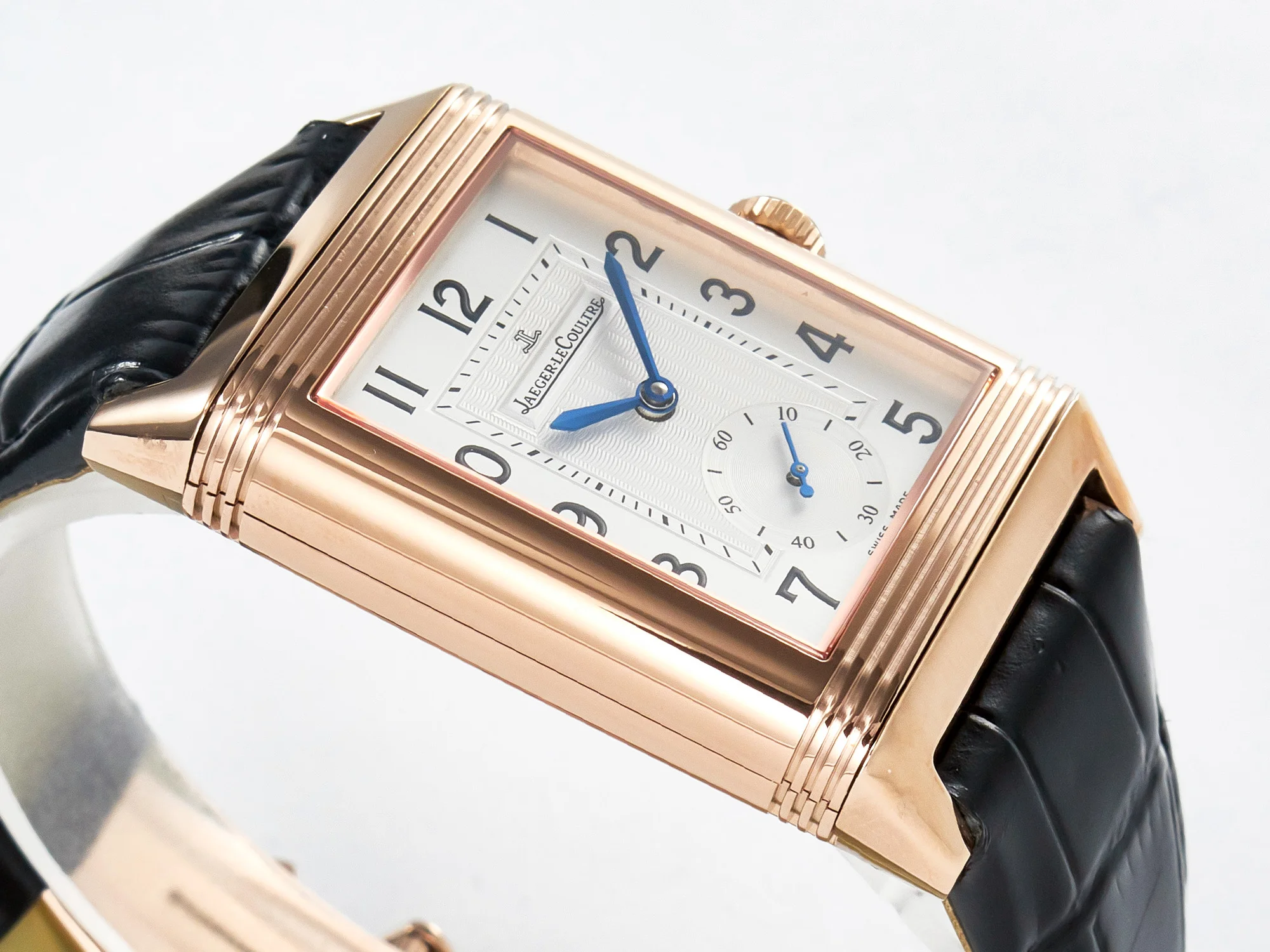 Reverso Classic Duoface Small Seconds RG MGF Best Edition White Textured Dial on Black Leather Strap A854A