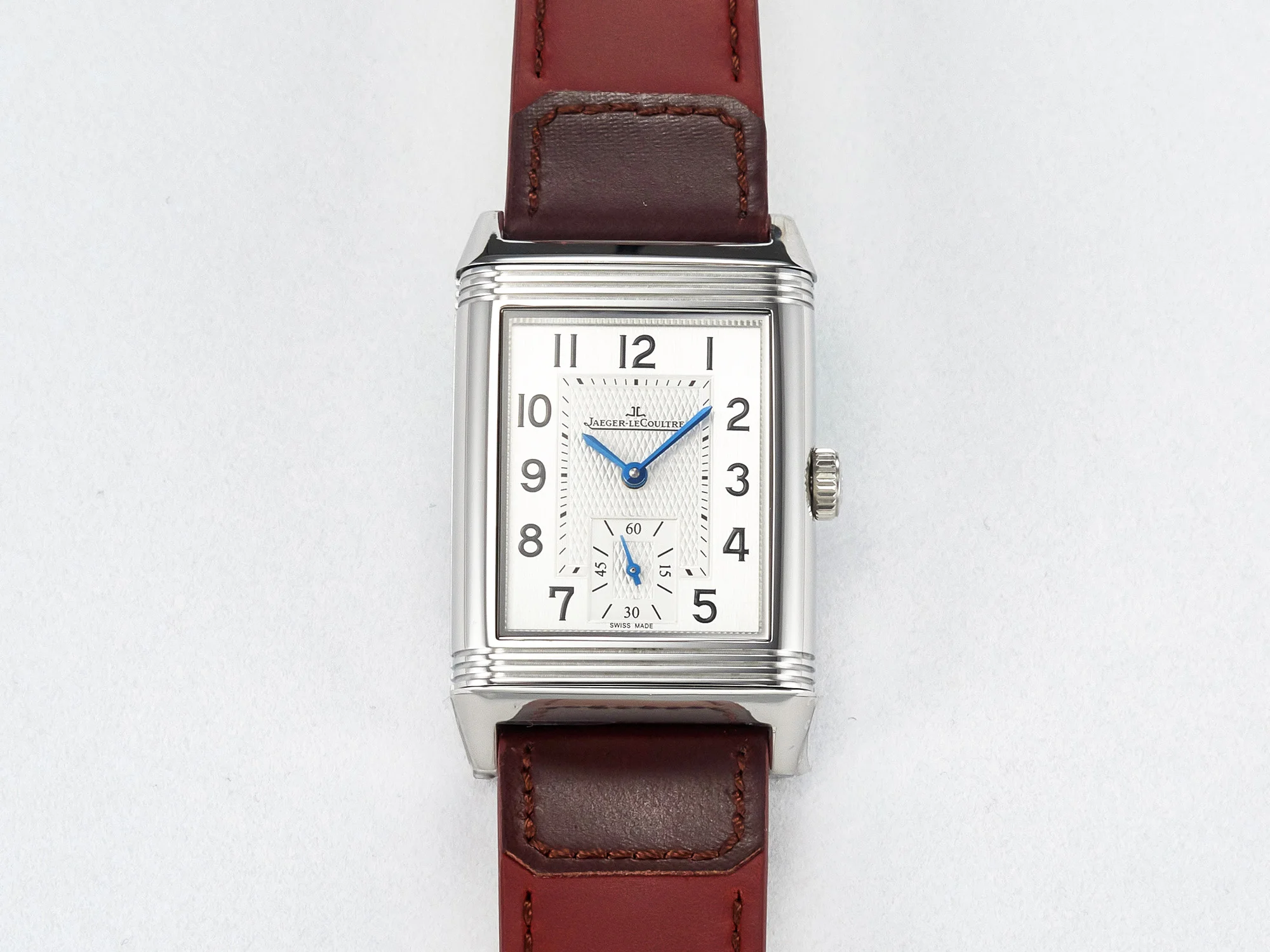 Reverso Classic Duoface Small Seconds SS MGF Best Edition White Guilloché Dial on Red Leather Strap A854A
