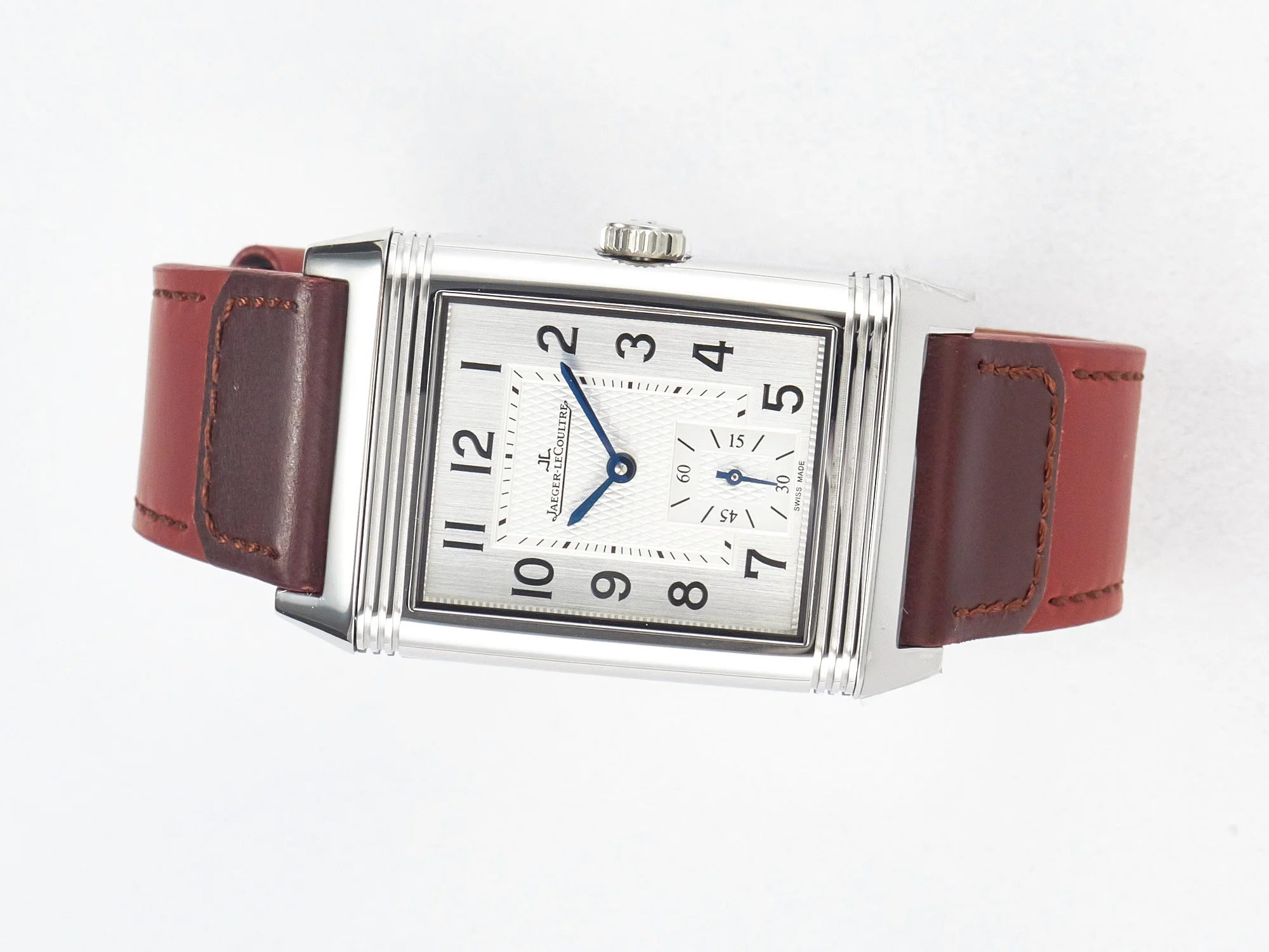 Reverso Classic Duoface Small Seconds SS MGF Best Edition White Guilloché Dial on Red Leather Strap A854A