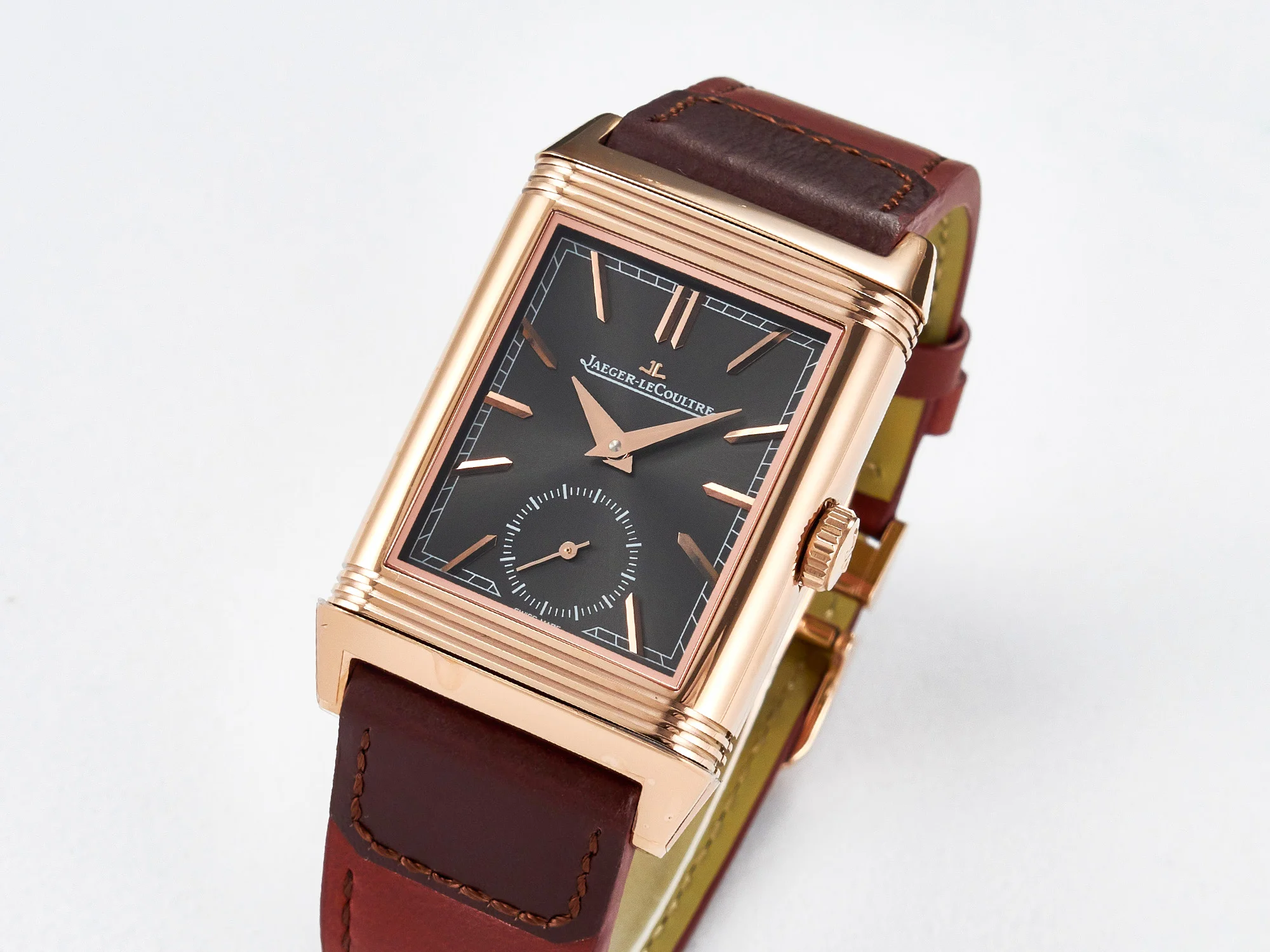 Reverso Tribute Duoface Small Seconds RG MGF Best Edition Black Dial on Red Leather Strap A854A