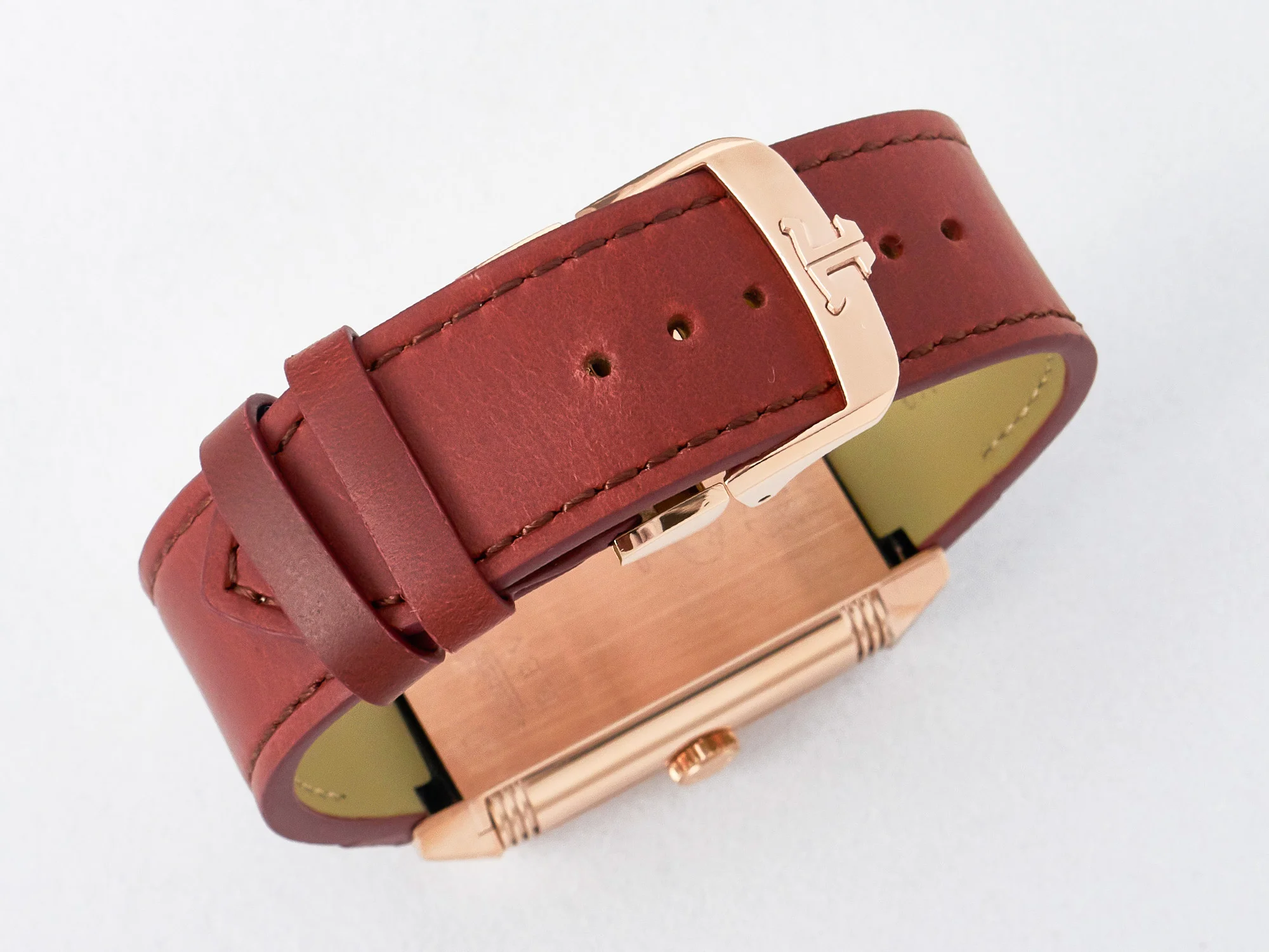 Reverso Tribute Duoface Small Seconds RG MGF Best Edition Black Dial on Red Leather Strap A854A