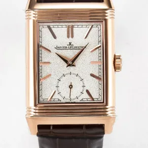 Reverso Tribute Duoface Small Seconds RG MGF Best Edition White Spray Paint Dial on Black Leather Strap A854A