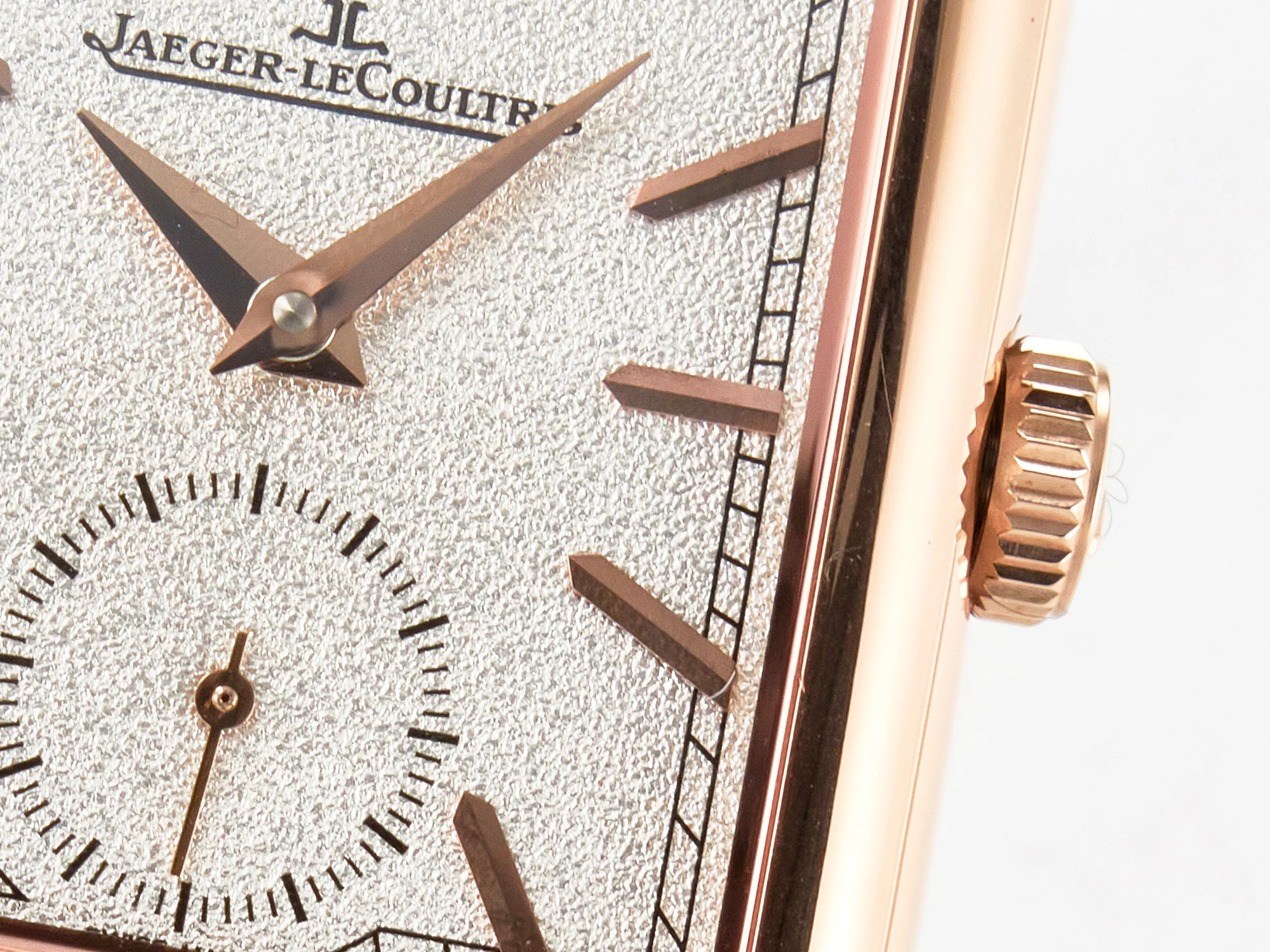 Reverso Tribute Duoface Small Seconds RG MGF Best Edition White Spray Paint Dial on Black Leather Strap A854A